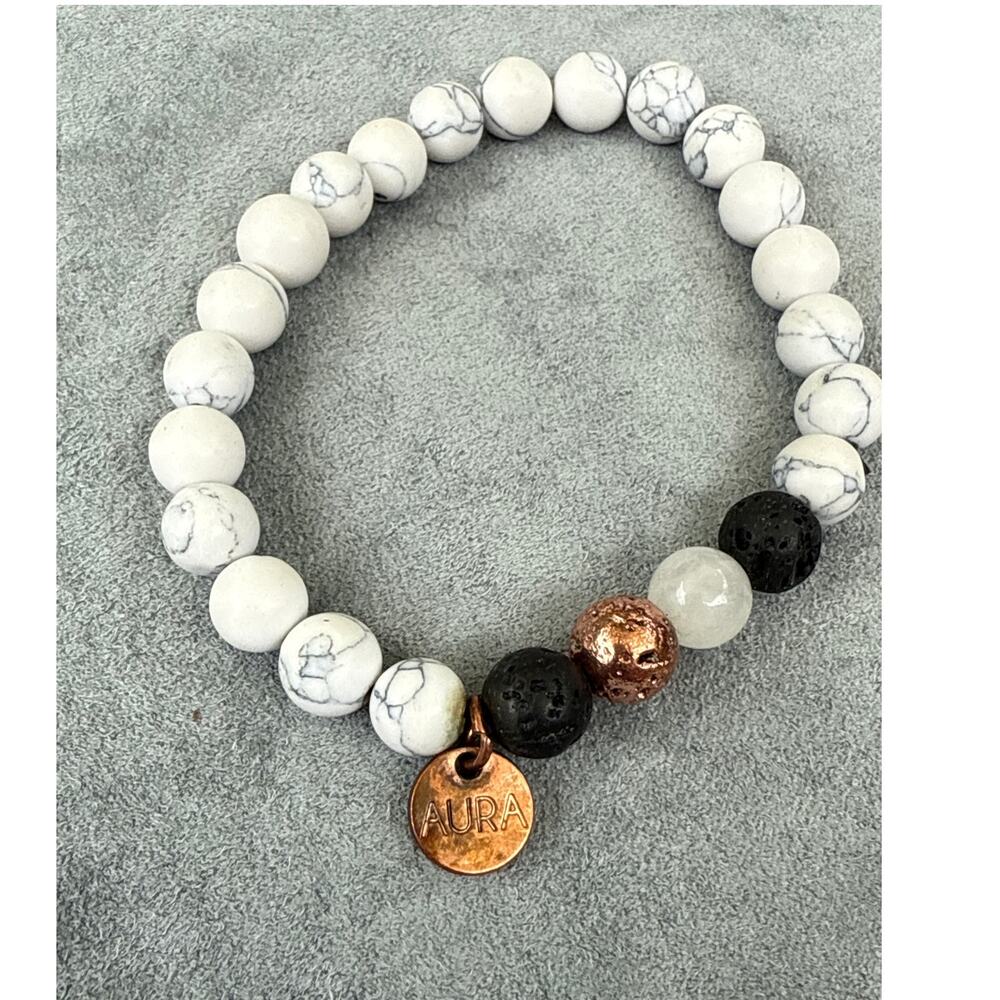 Aura Lava Rock Diffuser Bracelet 18K Gold-Plated Charm